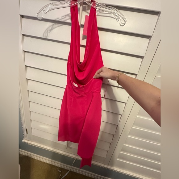 Amanda uprichard hot pink mini dress with front tie - Picture 3 of 3